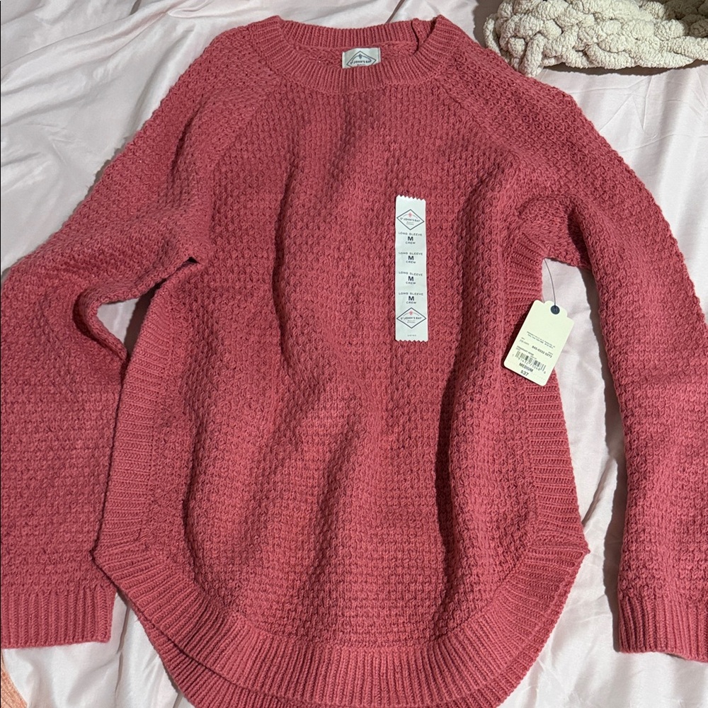 St. John's Bay Textured Pink Crew Neck Sweater